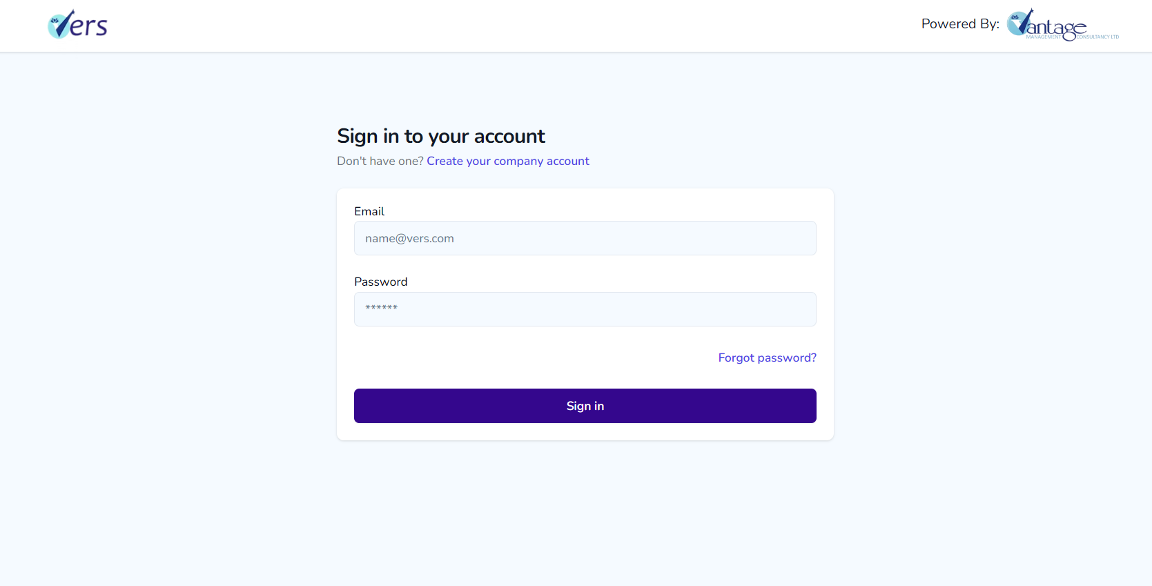 VERS App interface